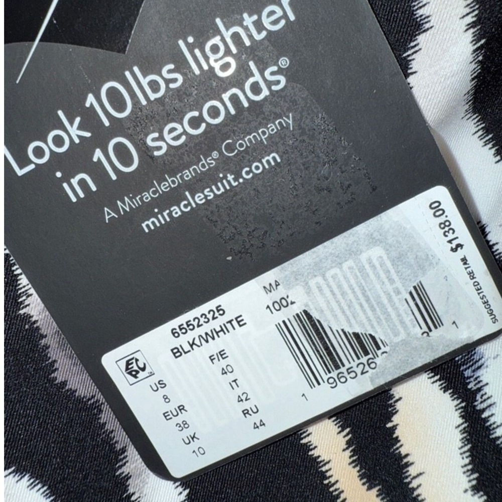 Miraclesuit Tankini Size 8 Black & White Zebra Print NWT - Picture 4 of 6